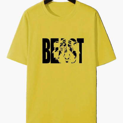 Herr T-shirt med BEAST-tryck – Trendig och avslappnad stil för stora storlekar