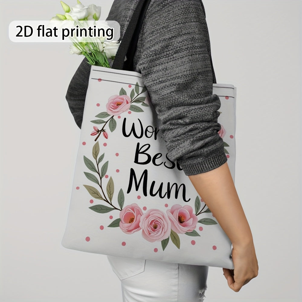 Damernas blommiga presentpåse – World's Best Mum – modern handväska för vardagsbruk och gåva till mamma