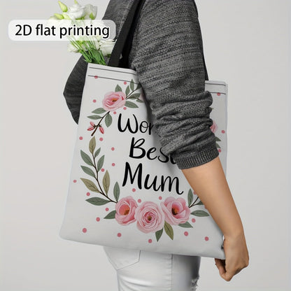 Damernas blommiga presentpåse – World's Best Mum – modern handväska för vardagsbruk och gåva till mamma