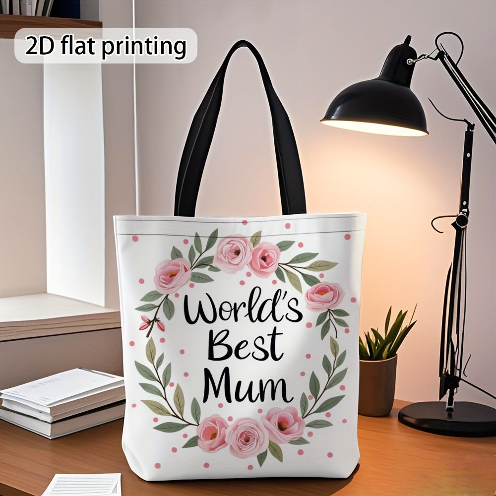 Damernas blommiga presentpåse – World's Best Mum – modern handväska för vardagsbruk och gåva till mamma