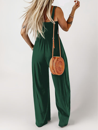 Dam Jumpsuit Elegant Smockad Byst Vid Ben Vardags- och Sommarstil