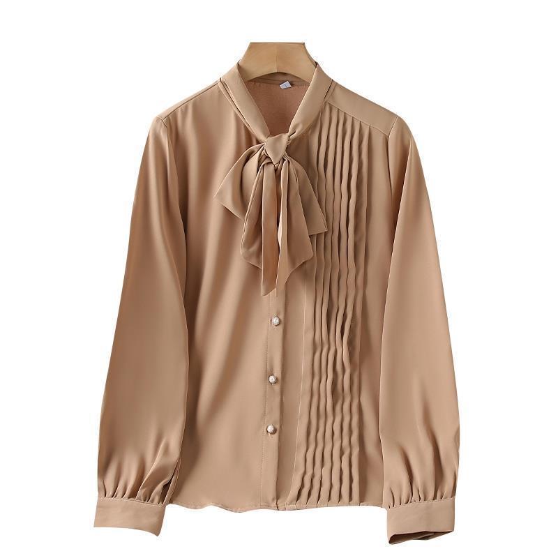 Rose – Långärmad Chiffon Blus med Snörning