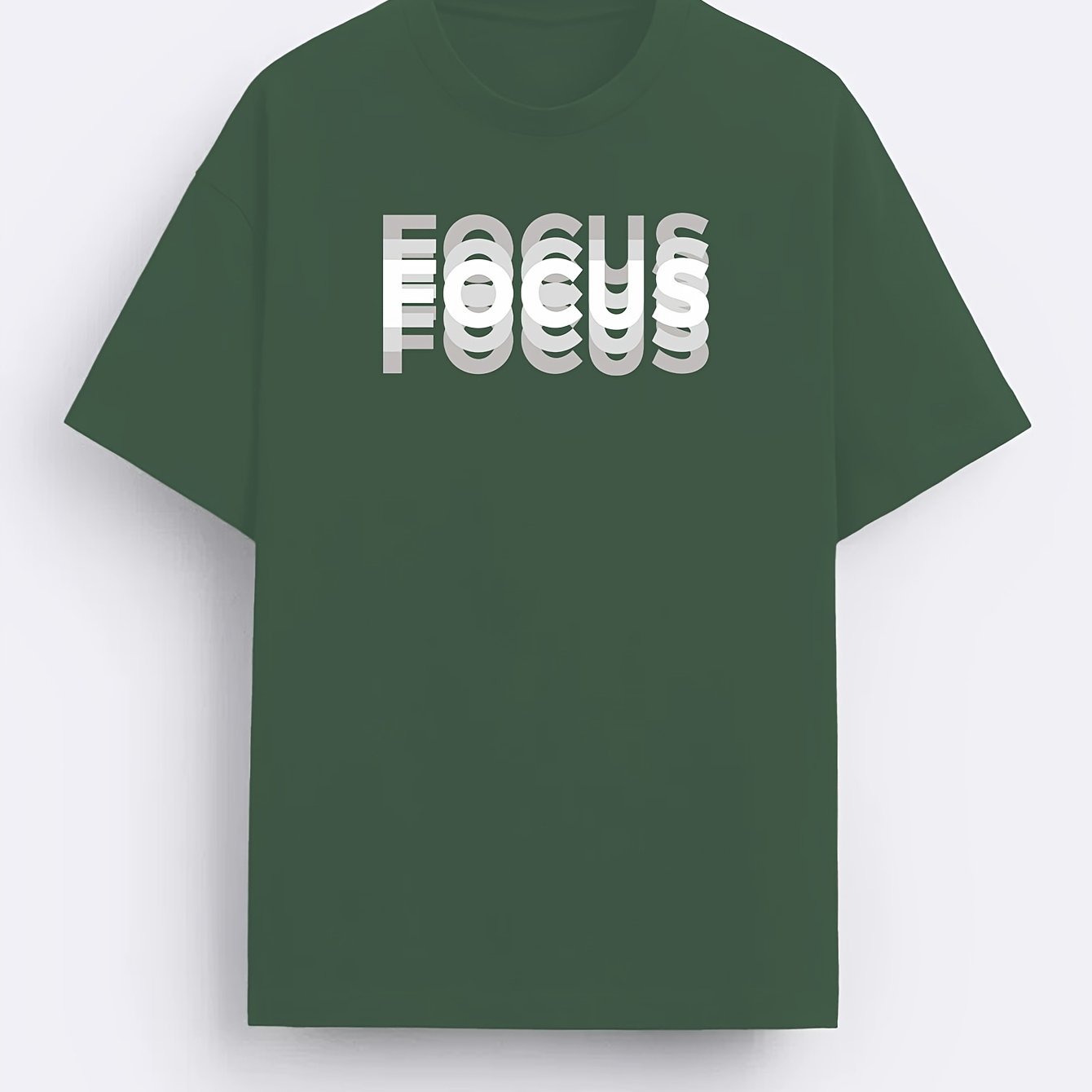 Herr T-shirt med modern textdesign och motiverande budskap – FOCUS, avslappnad stil för vardagsbruk