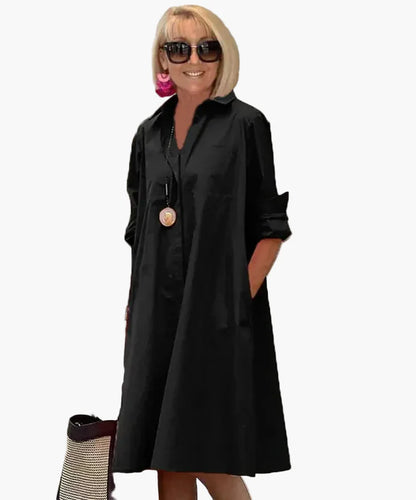 Dam Skjortklänning Elegant Lös Passform Vardagsstil