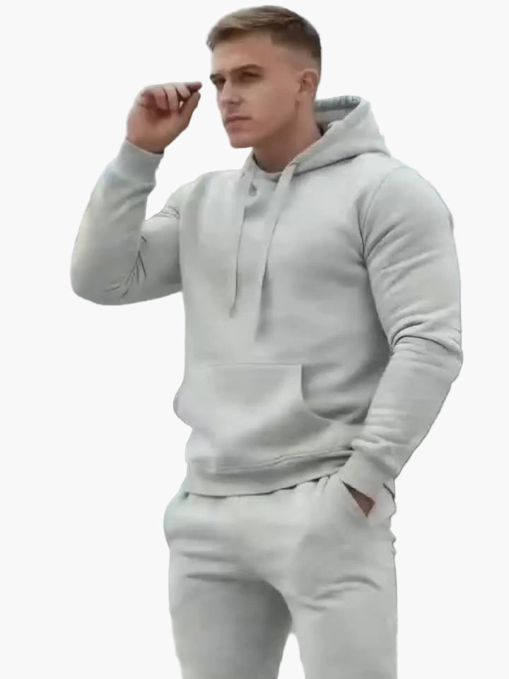 Herr Träningsset Hoodie och Byxor – Sportig Stil för Träning och Fritid