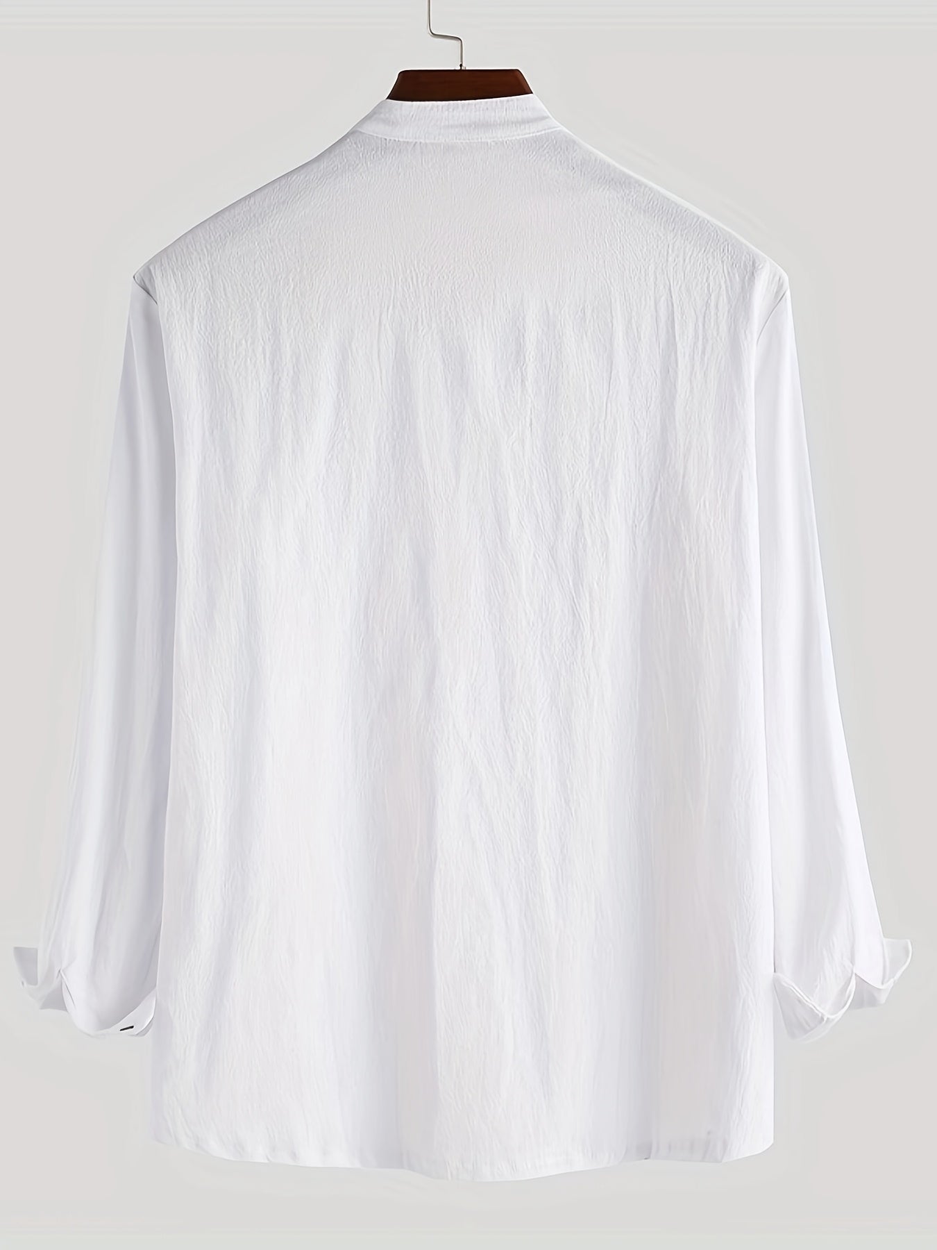 Herr Skjorta Henley Långärmad Avslappnad Modern Stil