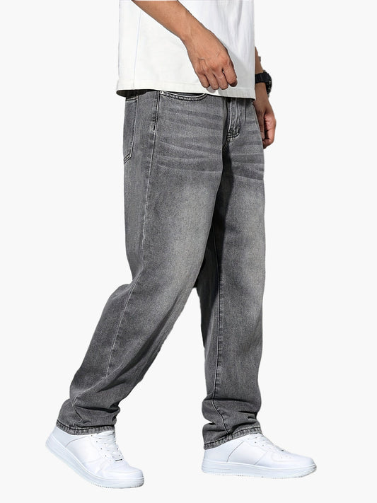 Herrjeans Rak Passform Streetwear För Vardag och Fritid