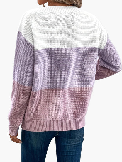 Dam Tröja Elegant Färgblock Stickad Vardagsstil Höst/Vinter