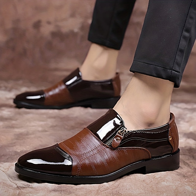 Herr Elegant Affärssko Slip-On med Dragkedja – Klassisk Formell Skostil
