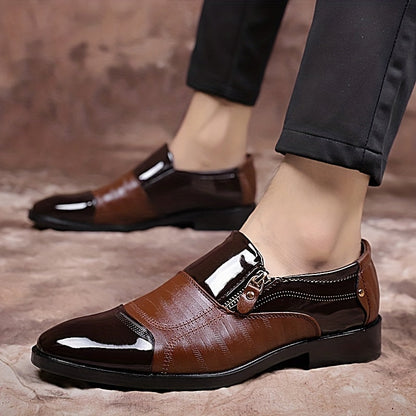 Herr Elegant Affärssko Slip-On med Dragkedja – Klassisk Formell Skostil