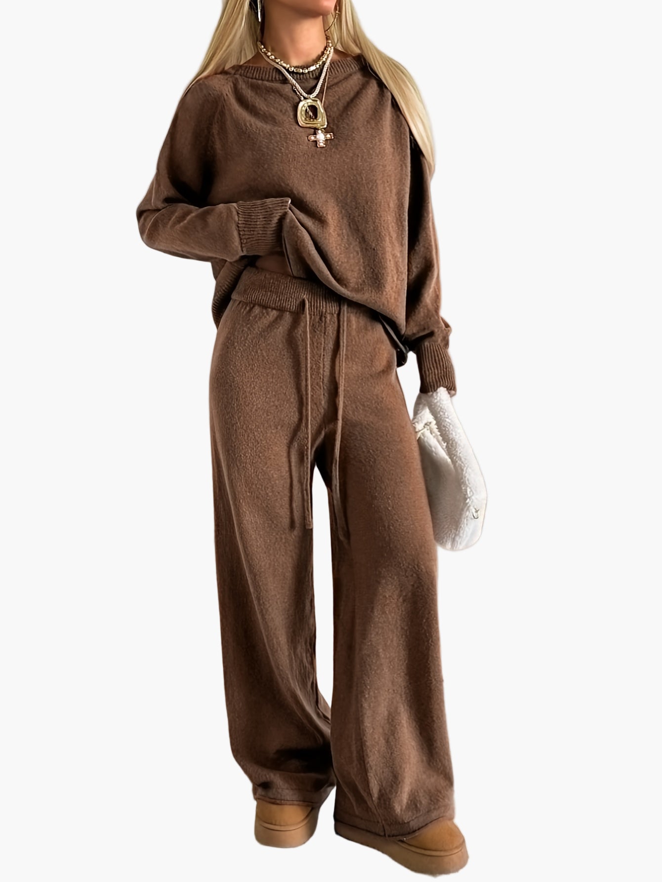 Damset Lounge Wear Stickad Avslappnad Höst/Vinter