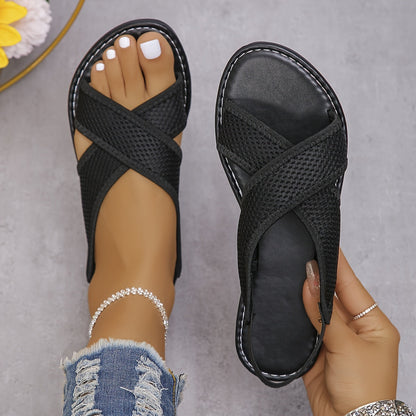 Damers trendiga slip-in sandaler med korsade remmar för sommar och vardag