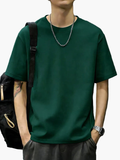 Herr T-shirt – Avslappnad Kortärmad Streetwear för Vardag och Fritid