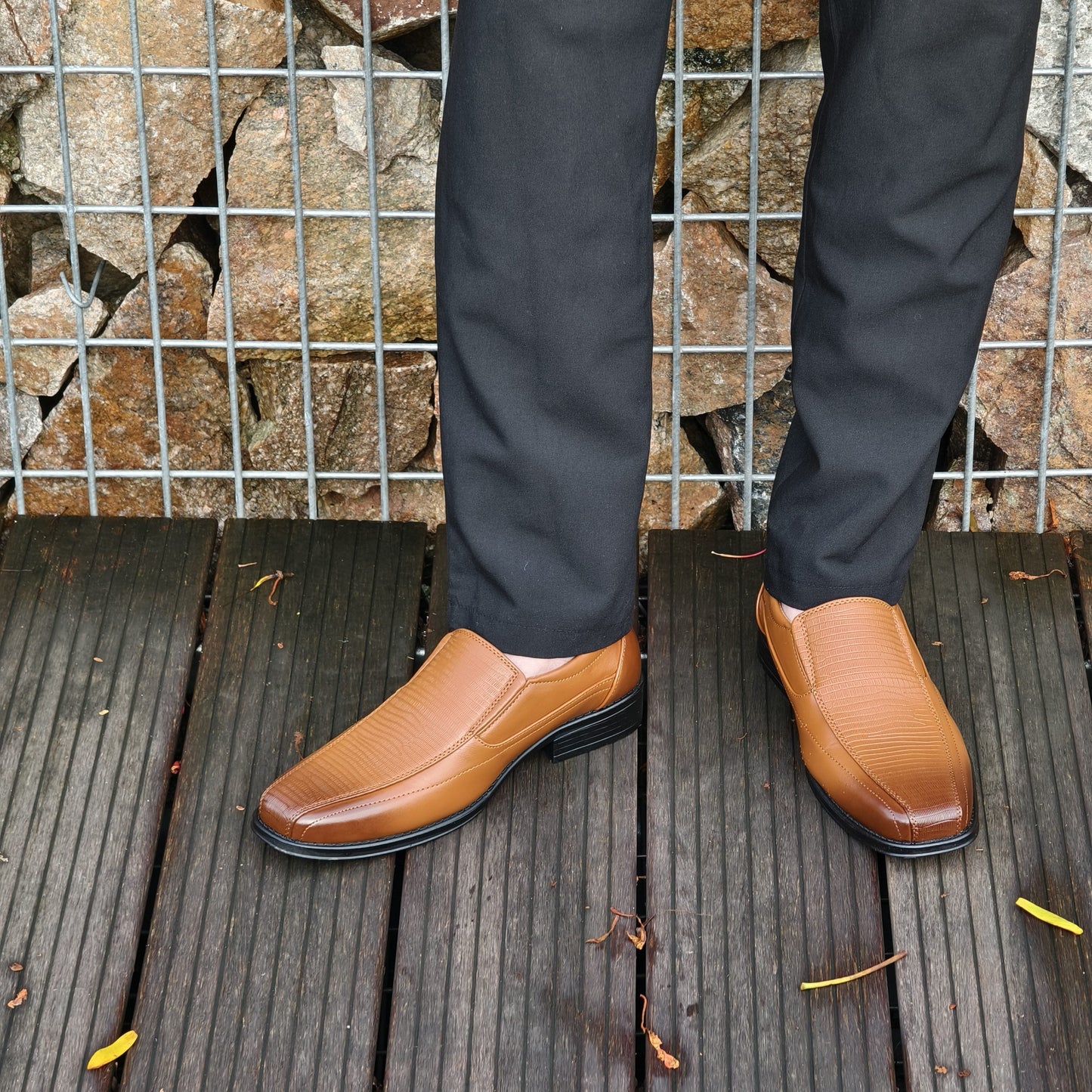 Herr Business Slip-On Skor med Fyrkantig Tå för Utomhus och Vardag