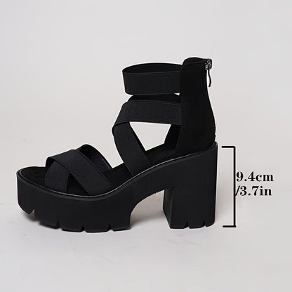 Dam Chunky Plattform Sandaler – Trendiga Fest- & Vardagsklackar med Remmar