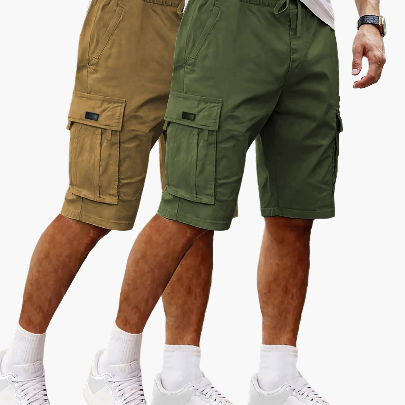 Herrarnas 2-pack avslappnade cargoshorts för utomhus och vardag