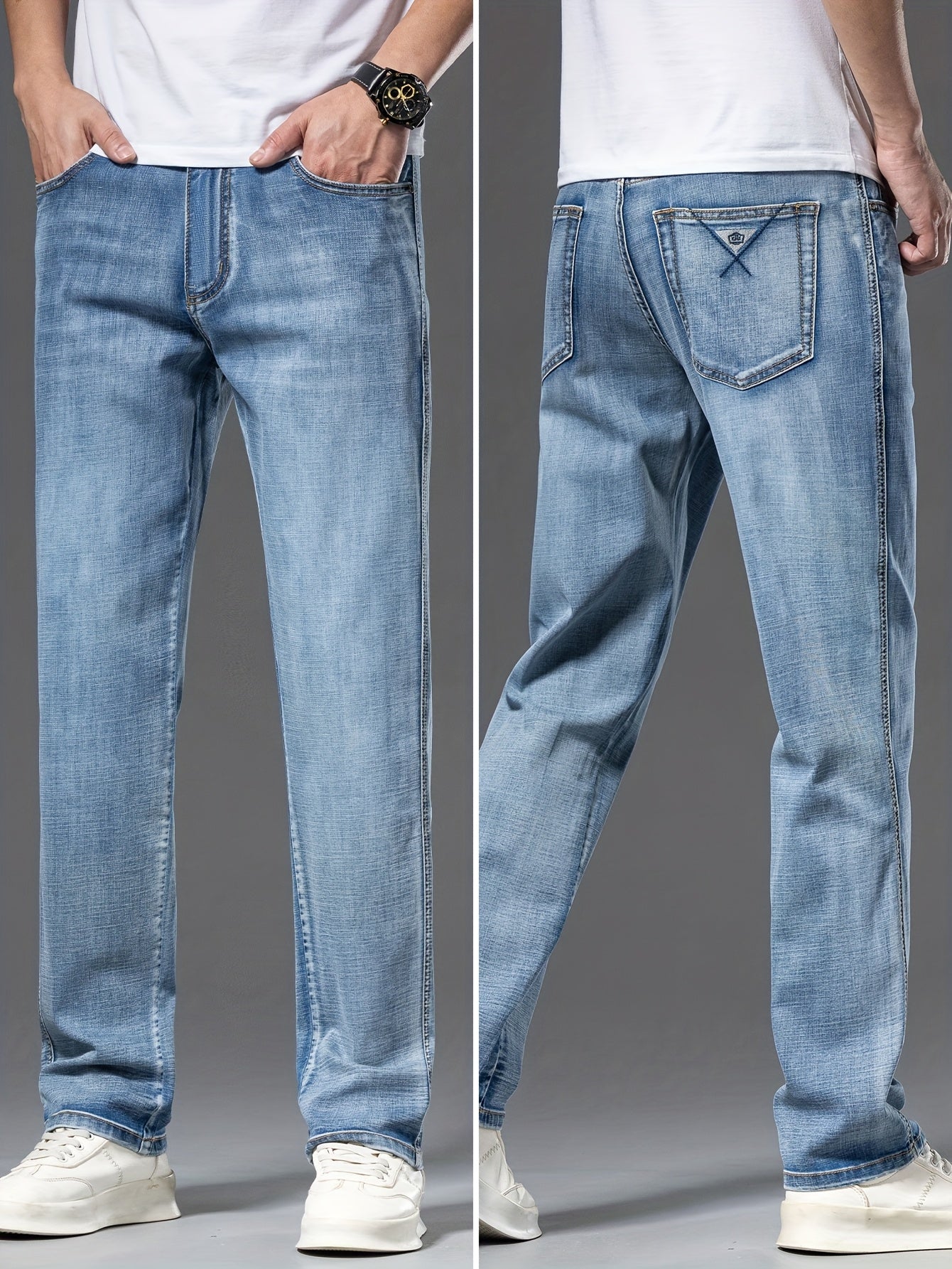 Herrjeans raka ben avslappnad stil för vardag och fritid