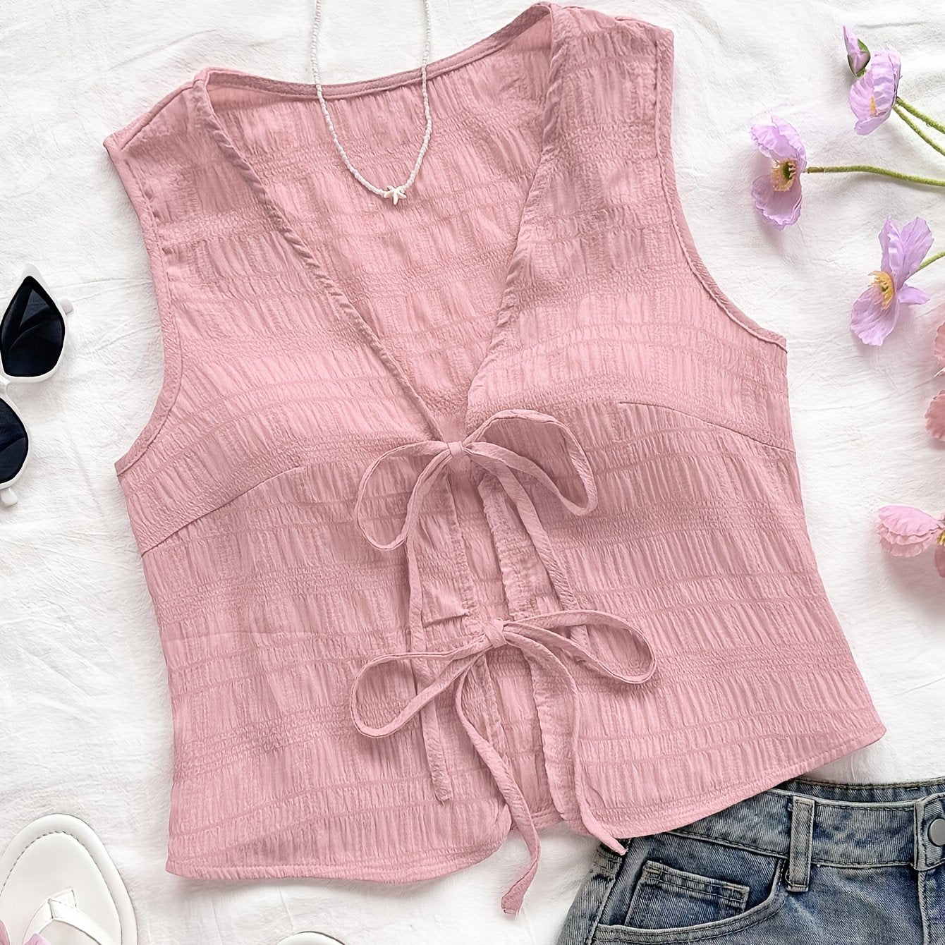 Dam Väst med Knytband och Boho-Design för Avslappnade Sommaroutfits