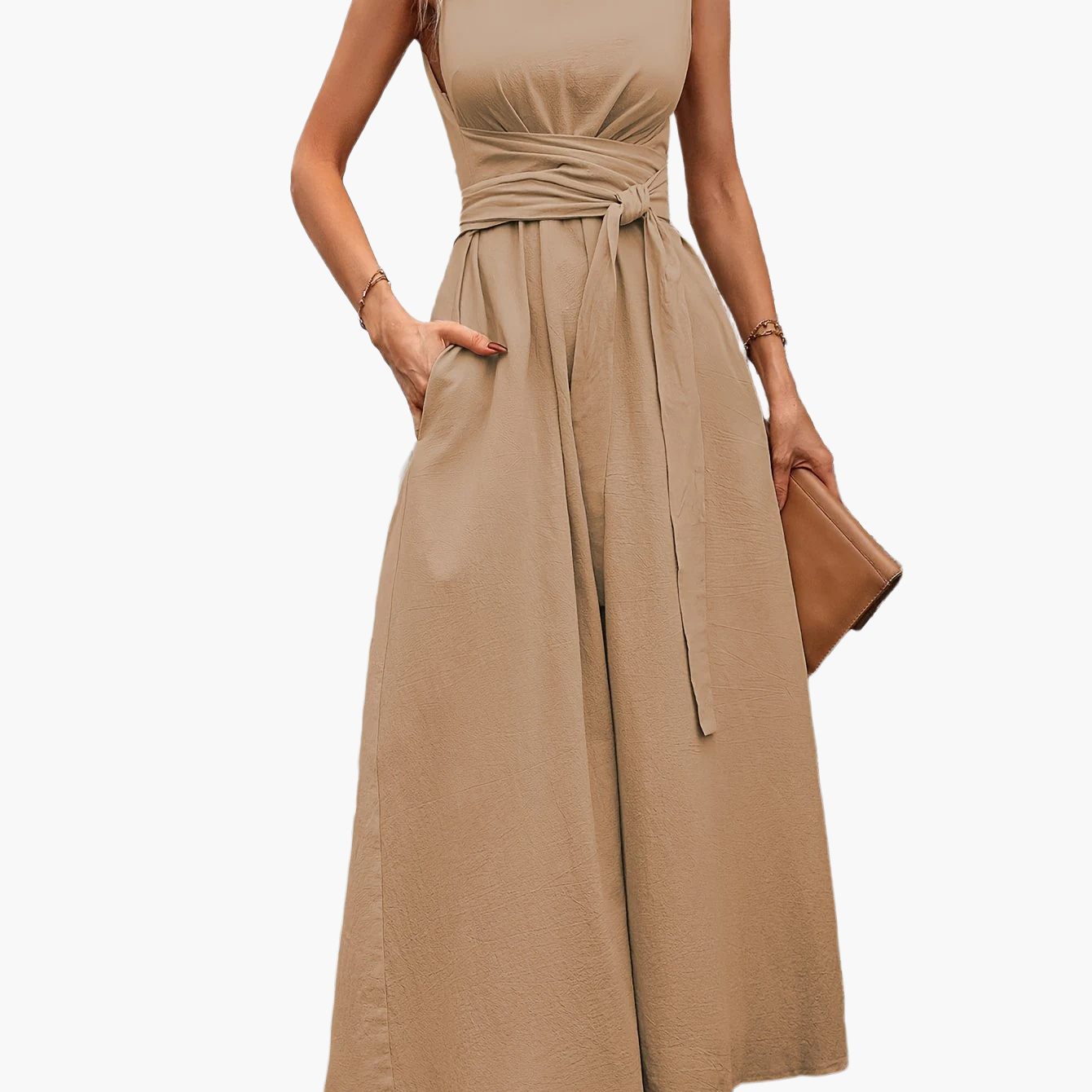 Dam Jumpsuit Elegant Ärmös Vid Benslut Sommar Fest och Vardag