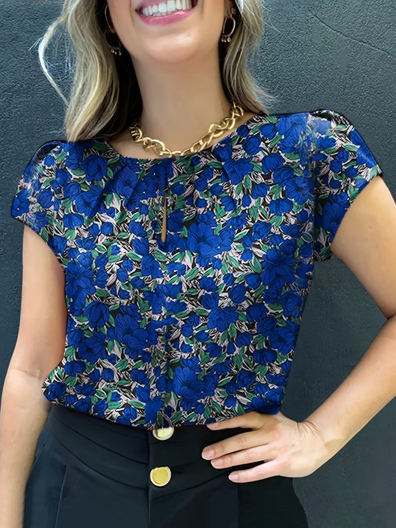 Dam Blus Kortärmad Blommig Elegant Vardagsstil