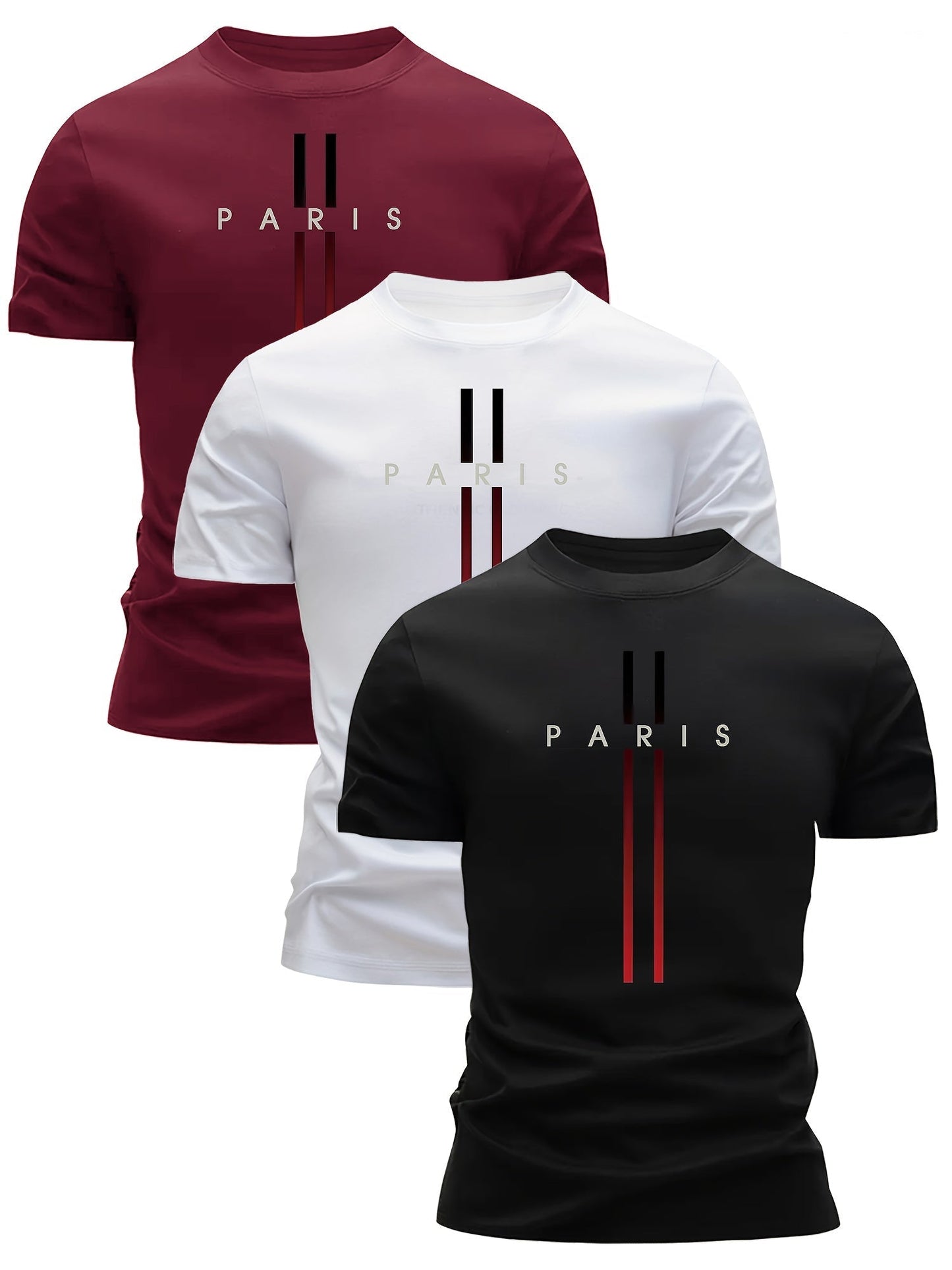 Herr T-shirt Paris Tryck Modern Sportstil Kortärmad
