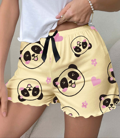 Dam Shorts med Panda-motiv – Söt och Lekfull Pyjamas för Vuxna – Perfekt för Vår och Sommar