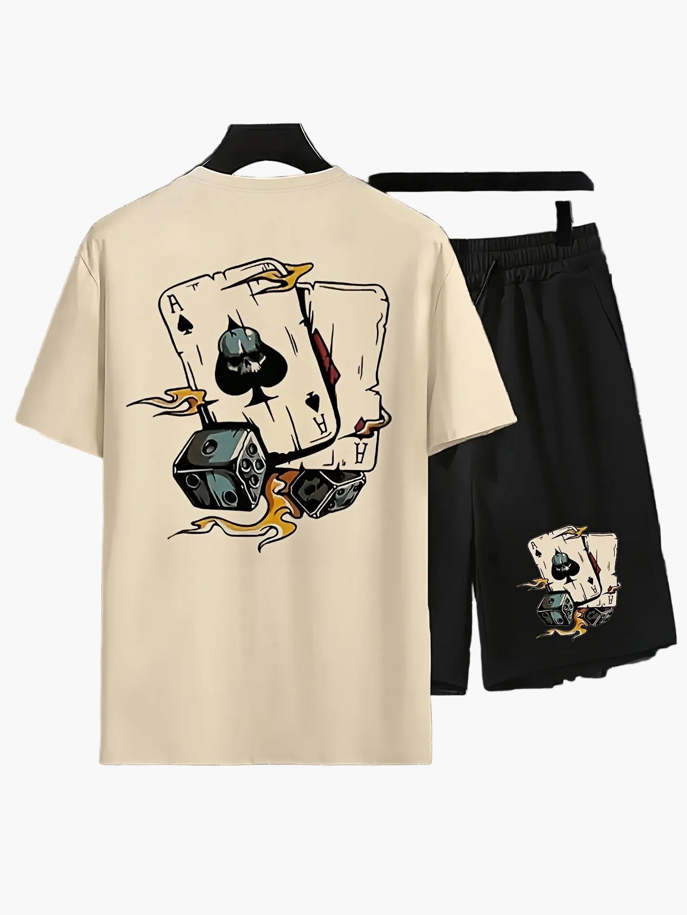 Herr Lounge-Set med Tryck – T-shirt och Shorts för Avslappnad Sommarstil