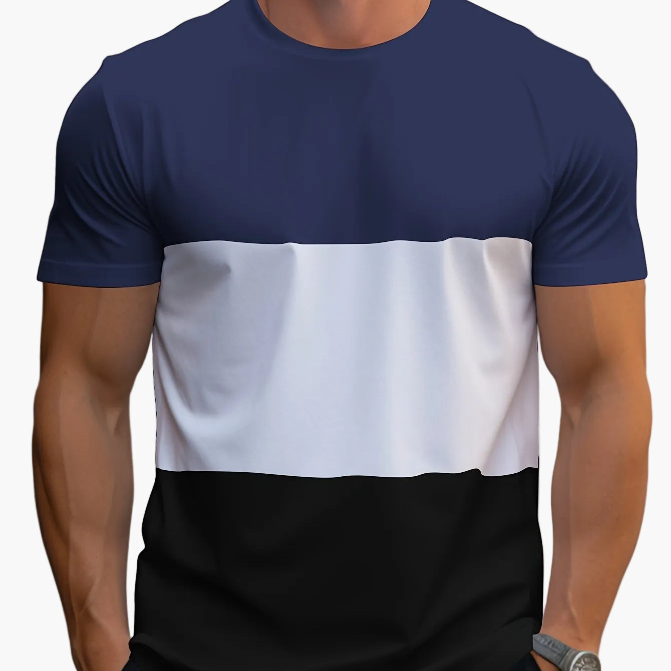 Herr T-shirt med färgblock – Modern och avslappnad stil för vardagsbruk