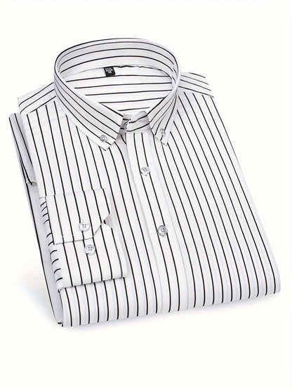 Herrskjorta Slim Fit Randig Stil för Vardagsbruk och Utekvällar