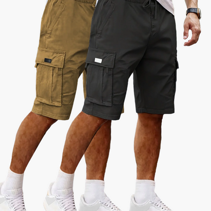 Herrarnas 2-pack avslappnade cargoshorts för utomhus och vardag