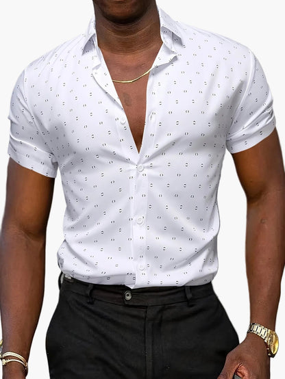 Herrskjorta Kortärmad Modern Business Casual Mönstrad Skjorta för Sommar