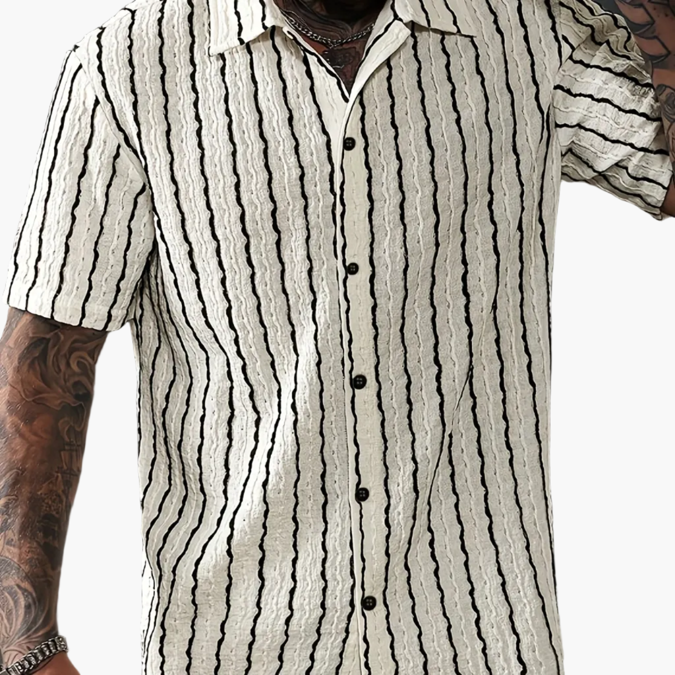 Herr Skjorta Kortärmad Randig Sommar Casual Weekendstil