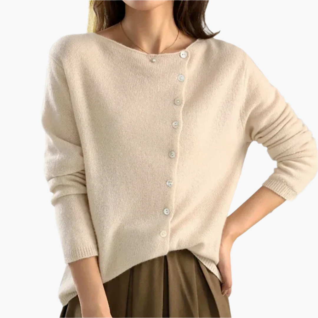 Damkofta med asymmetrisk knäppning – Elegant och bekväm cardigan för vardag och fest