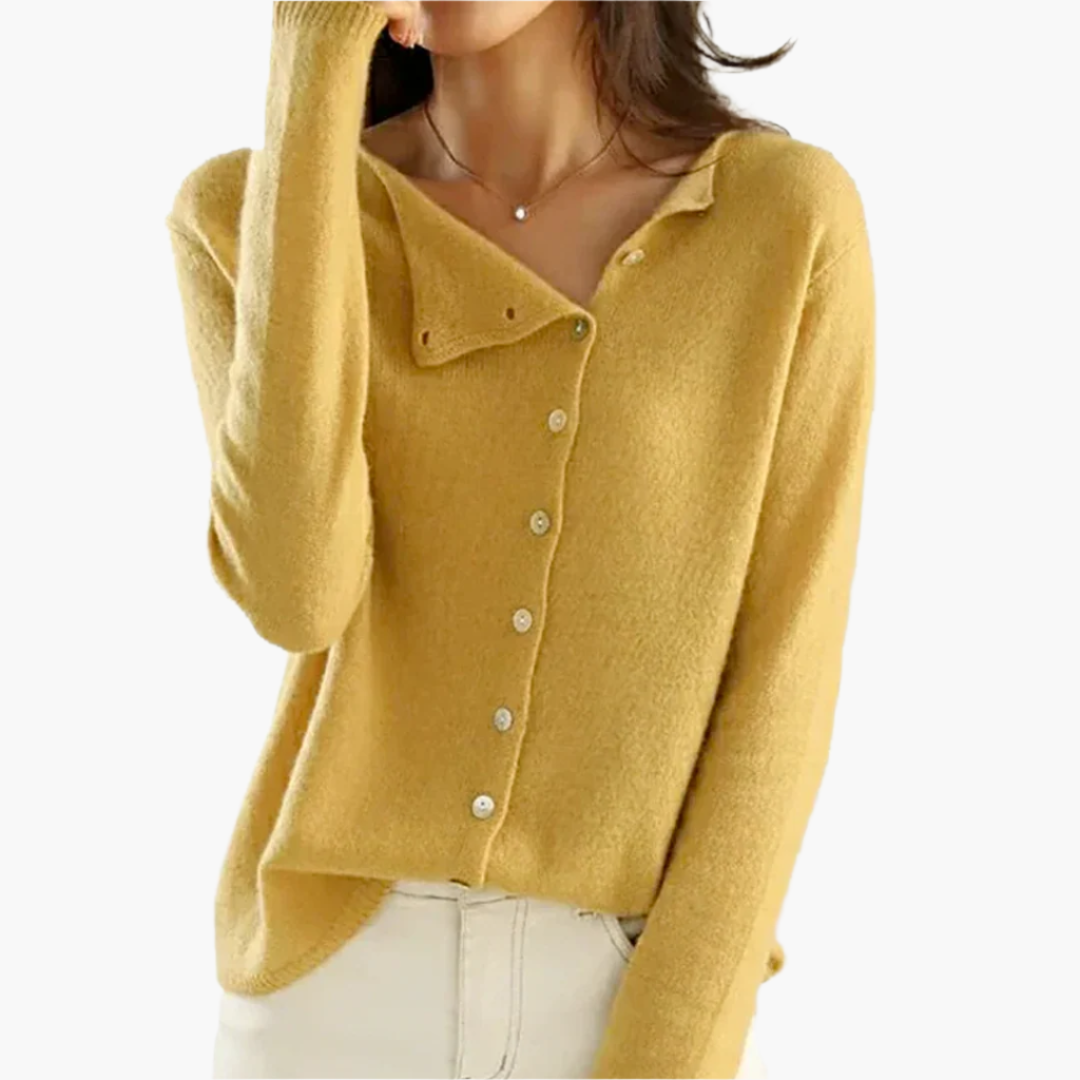 Damkofta med asymmetrisk knäppning – Elegant och bekväm cardigan för vardag och fest
