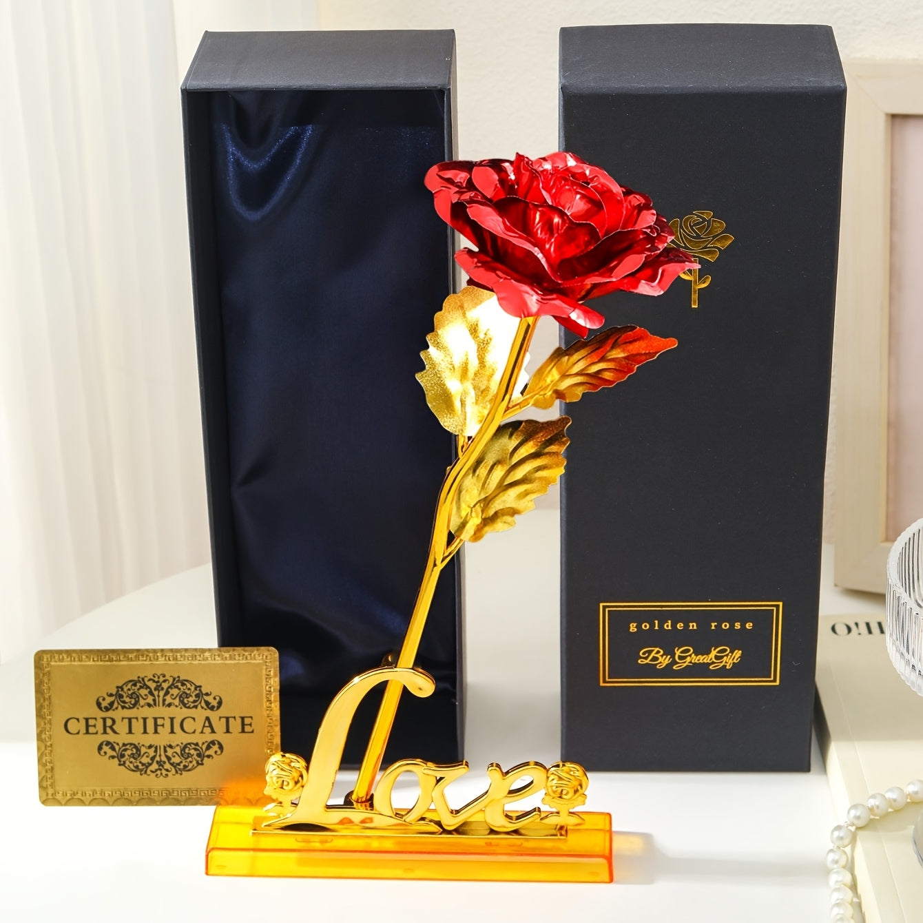 Elegant Dekorativ Evighetsros i Presentbox – Perfekt Gåva för Kvinnor, Romantisk Inredning och Jubileum