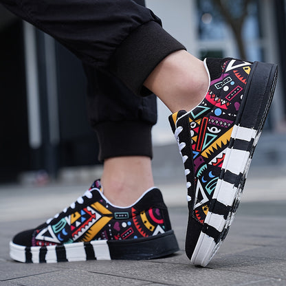 Herr Sneakers Streetwear Geometriskt Mönster Trendiga Fritidsskor