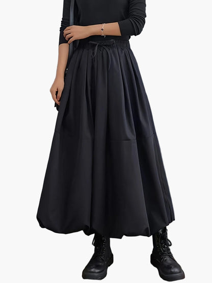 Dam Kjol Ballongmodell Med Fickor, Elegant Långkjol För Vår/Sommar