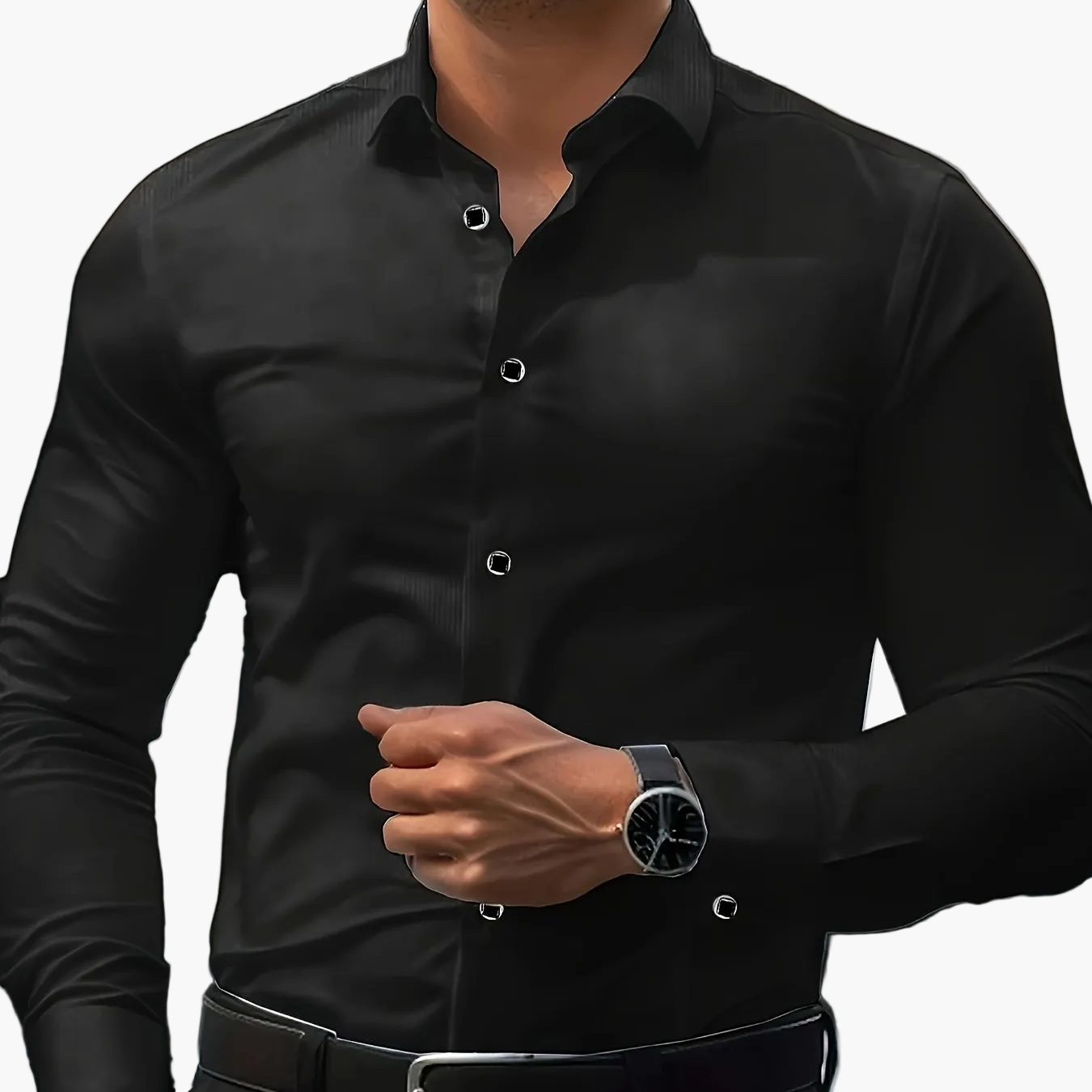 Herrskjorta Slim Fit Elegant Stil för Affär och Fest