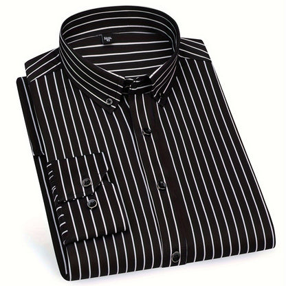 Herrskjorta Slim Fit Randig Stil för Vardagsbruk och Utekvällar