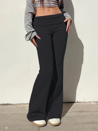 Dam Flare Leggings med Hög Midja – Trendiga Utsvängda Byxor för Träning och Vardag
