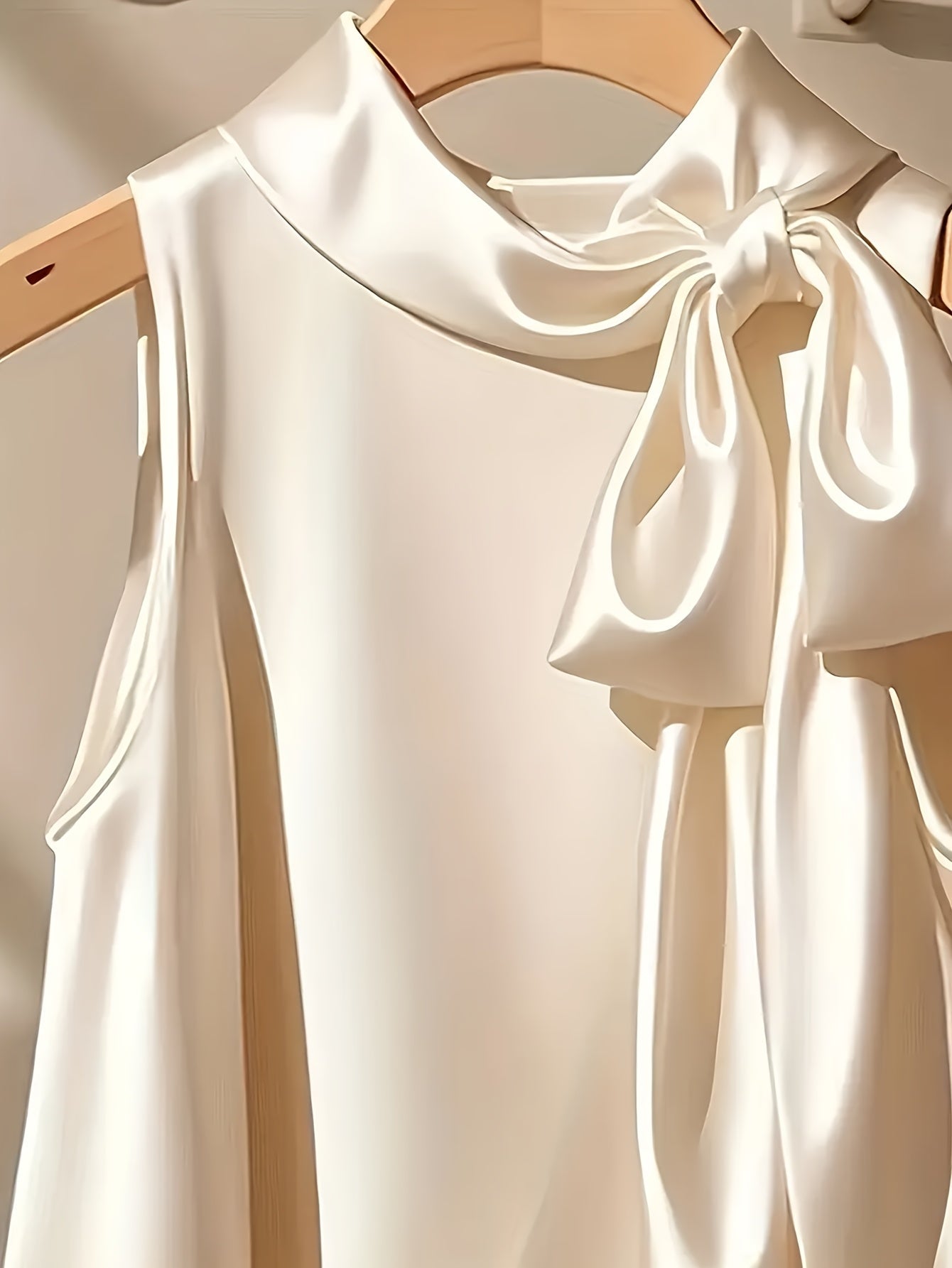Damtop Elegant Ärmös med Rosettdetalj för Fest och Kvällsbruk