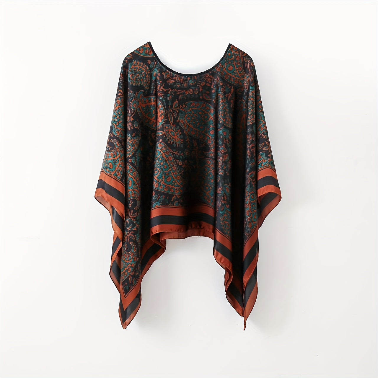 Dam Poncho Topp Boho Stil Perfekt för Strand och Fritid