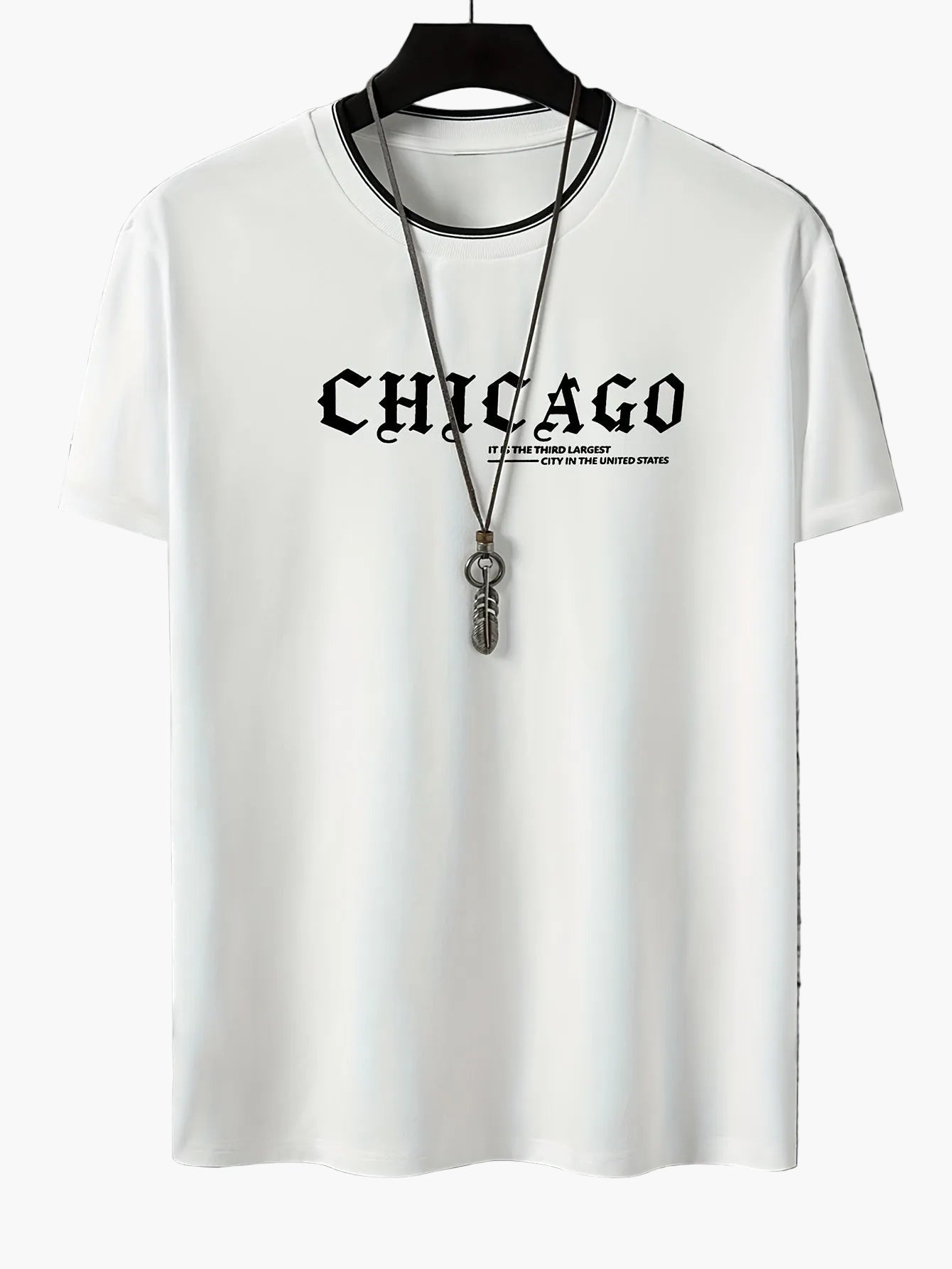 Herr T-shirt med tryck "CHICAGO" – Trendig och avslappnad streetwear