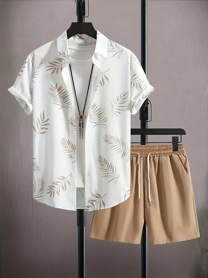 Herrset med tropisk skjorta och shorts – Sommaroutfit avslappnad stil