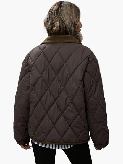 Dam Quilted Vintage Jacka för Vardagsbruk och Höstmode