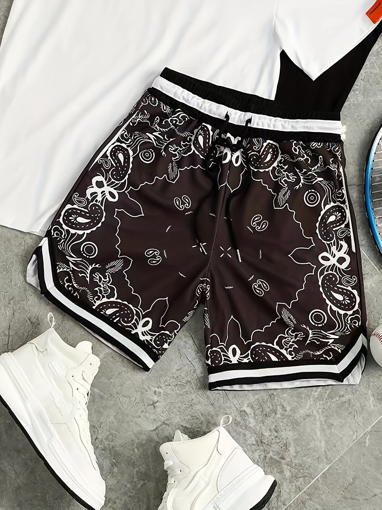 Herr Basketballshorts Streetwear Paisleymönster Sport och Fritid