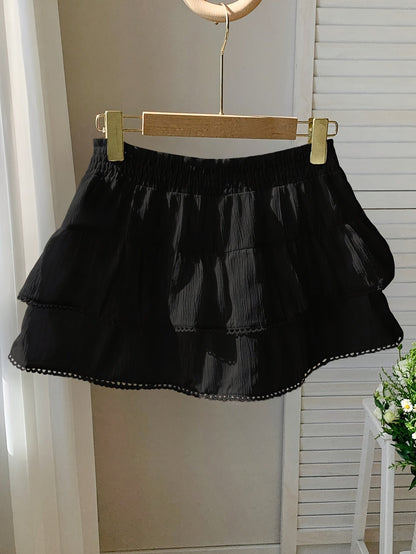 Dam Kjol Mini Volang Romantisk Sommar Fest