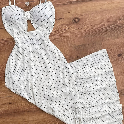 Dam Klänning Maxilång Prickig Elegant Sommarfest Vintage Stil