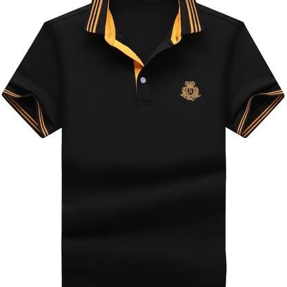 Herr Pikétröja med Sportig Klassikerstil och Broderad Bröstlogotyp – Perfekt för Fritid och Golf