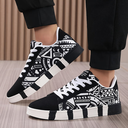 Herr Sneakers Streetwear Geometriskt Mönster Trendiga Fritidsskor